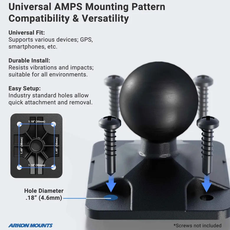 AMPS Mounting Pattern with Double Socket Shaft Arm and Drill-Base