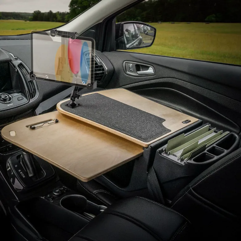 AutoExec GripMaster Car Desk with LockVise™ Locking Tablet Holder and Multi-Angle Mount