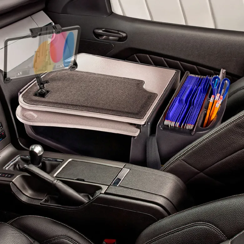 AutoExec GripMaster Car Desk with LockVise™ Locking Tablet Holder and Multi-Angle Mount