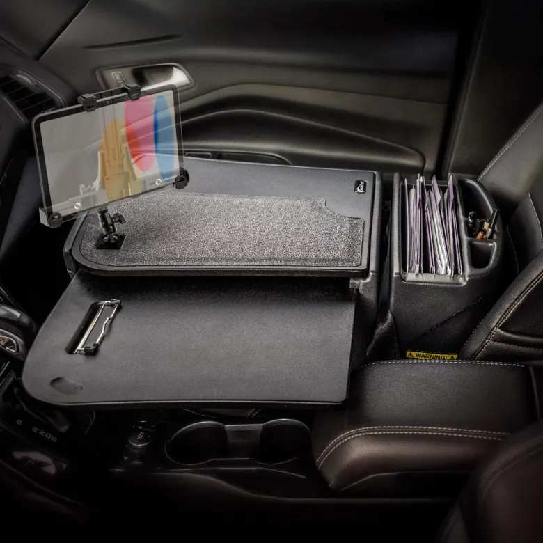 AutoExec GripMaster Car Desk with LockVise™ Locking Tablet Holder and Multi-Angle Mount