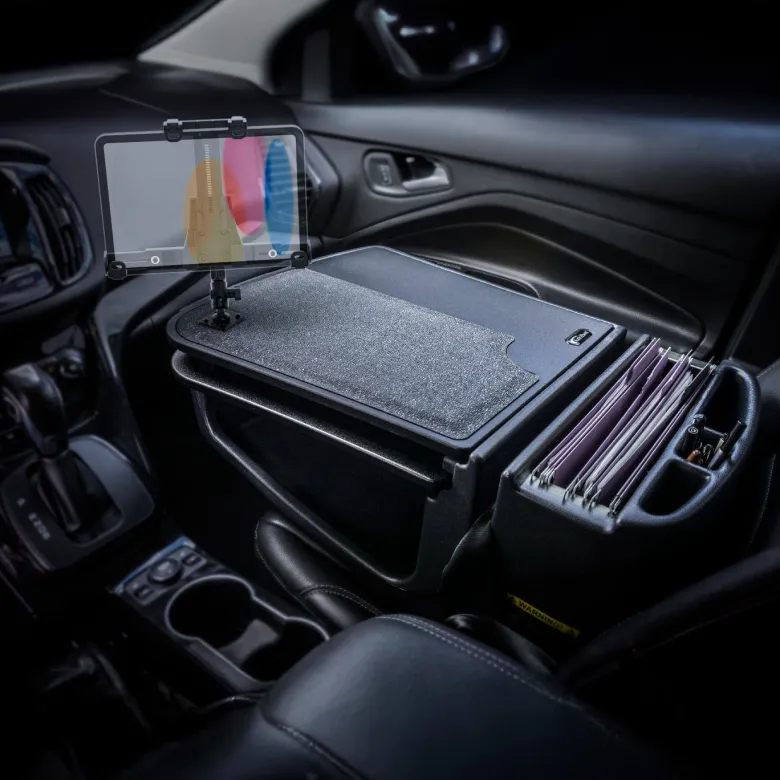 AutoExec GripMaster Car Desk with LockVise™ Locking Tablet Holder and Multi-Angle Mount
