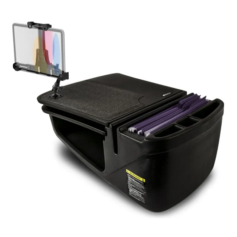 AutoExec GripMaster Car Desk with LockVise™ Locking Tablet Holder and Multi-Angle Mount