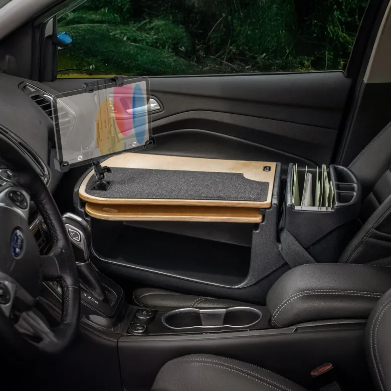 AutoExec GripMaster Car Desk with LockVise™ Locking Tablet Holder and Multi-Angle Mount