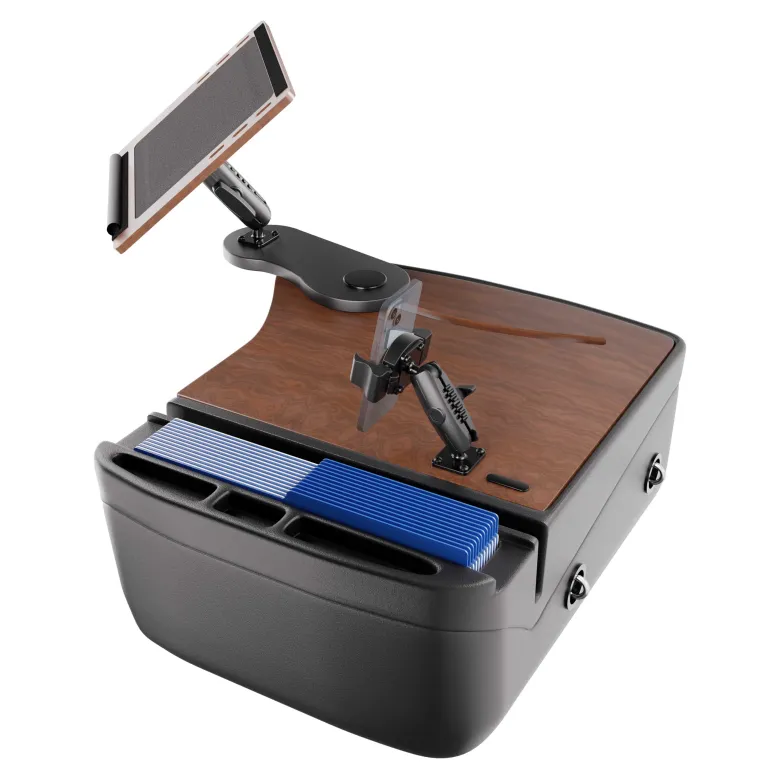 AutoExec Reach Front Seat Car Desk with RoadVise® Ultra Pro Drill-Base Mount