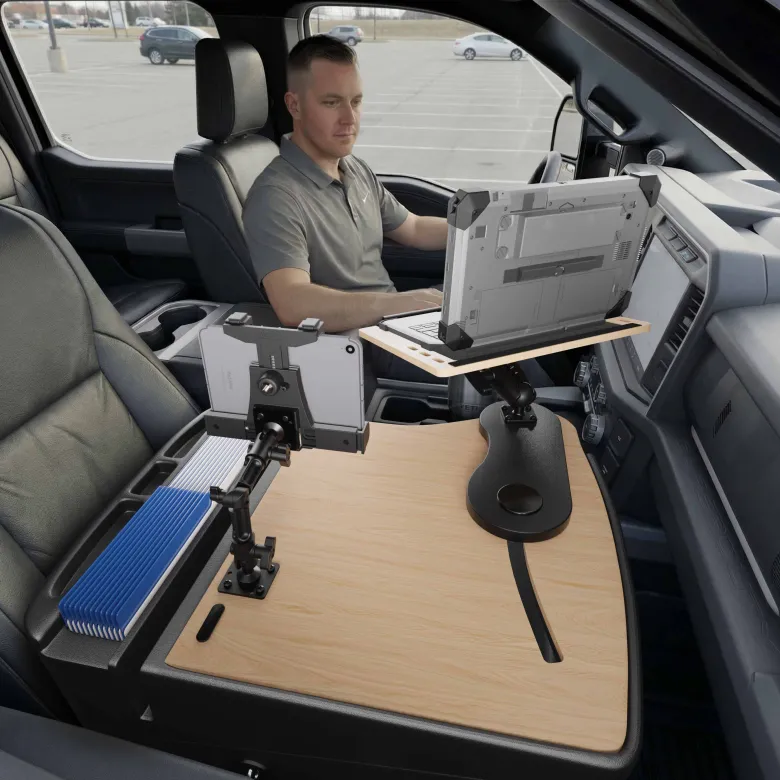 AutoExec Reach Front Seat Car Desk with LockVise™ Locking Tablet Multi-Angle Mount