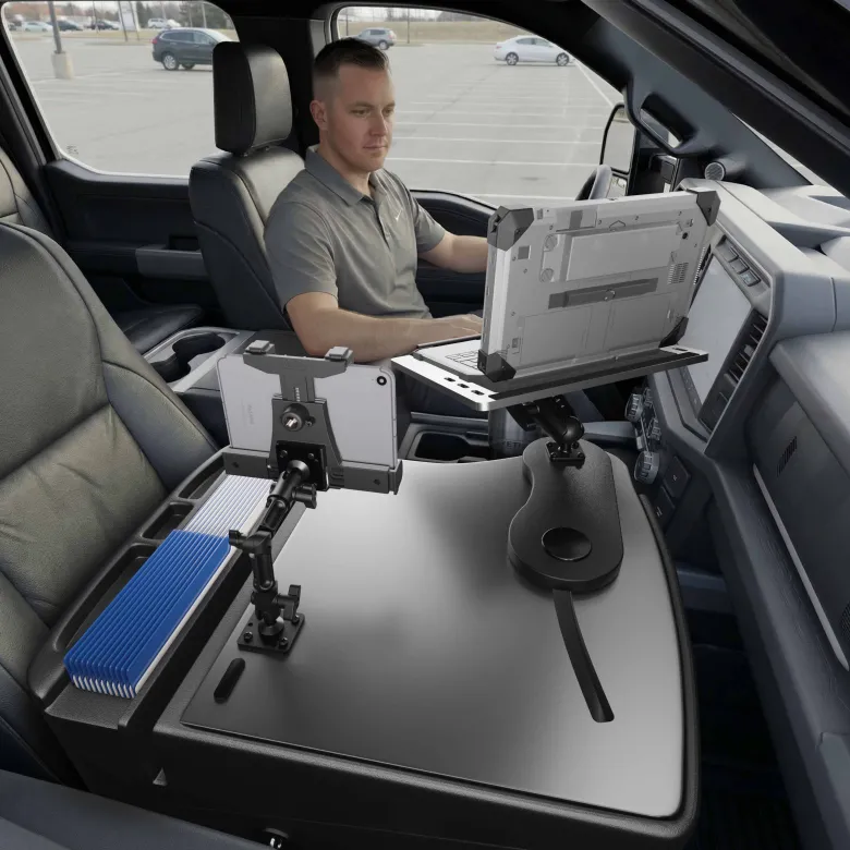 AutoExec Reach Front Seat Car Desk with LockVise™ Locking Tablet Multi-Angle Mount
