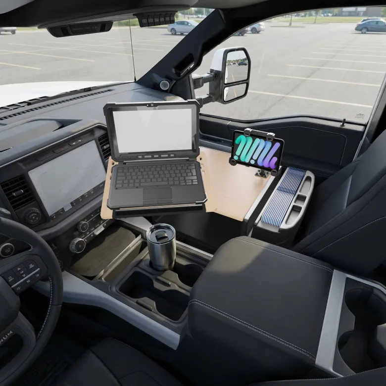 AutoExec Reach Front Seat Car Desk with LockVise™ Locking Tablet Multi-Angle Mount