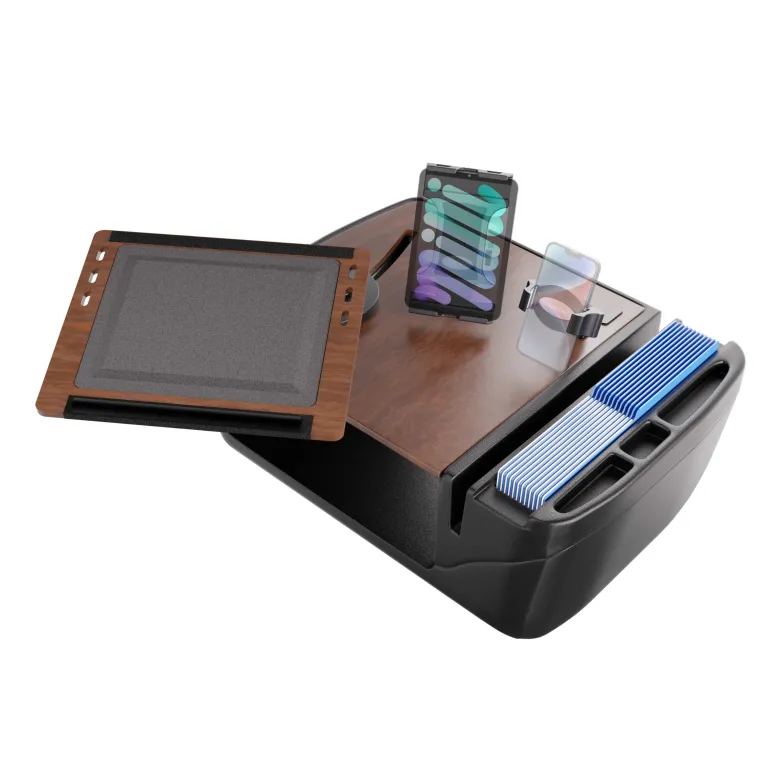 AutoExec Reach Front Seat Car Desk with Slim-Grip® Ultra Pro and RoadVise® Ultra Pro Drill-Base Mount