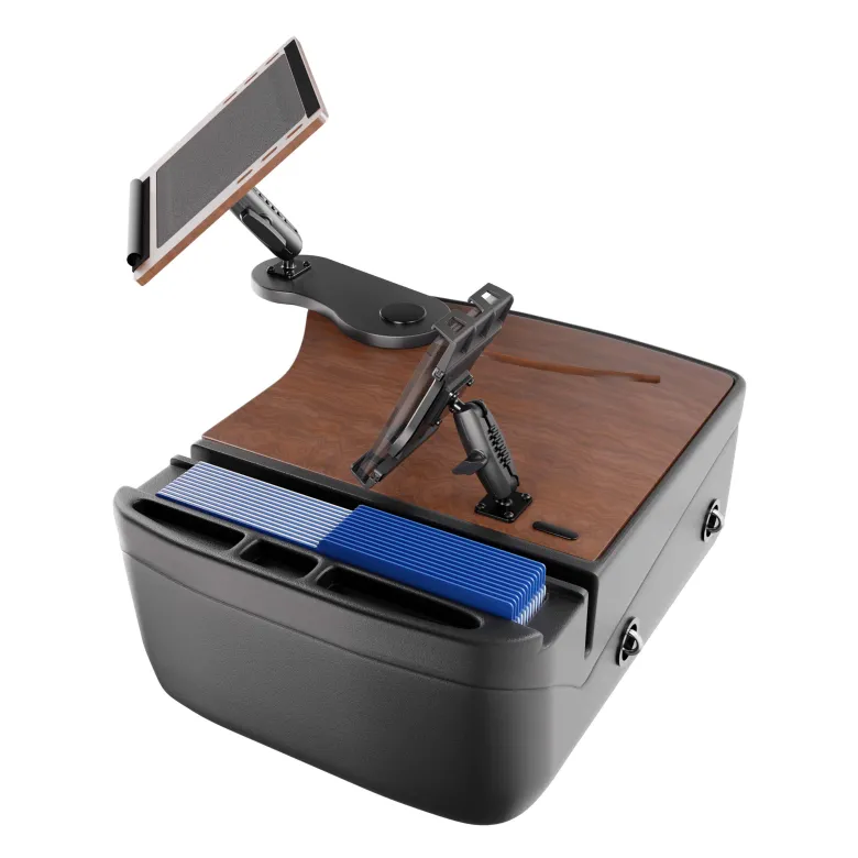 AutoExec Reach Front Seat Car Desk with Slim-Grip® Ultra Pro Drill-Base Mount