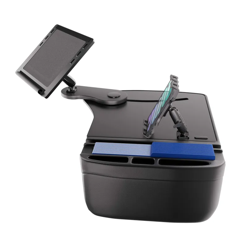 AutoExec Reach Front Seat Car Desk with Slim-Grip® Ultra Pro Drill-Base Mount