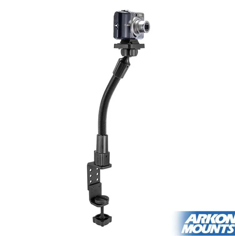 Camera Holder with Clamp Mount and 12 Inch Adjustable Gooseneck Arm