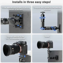 Camera Wall Mount with Multi-Angle Arm for Security Camcorders & Cameras