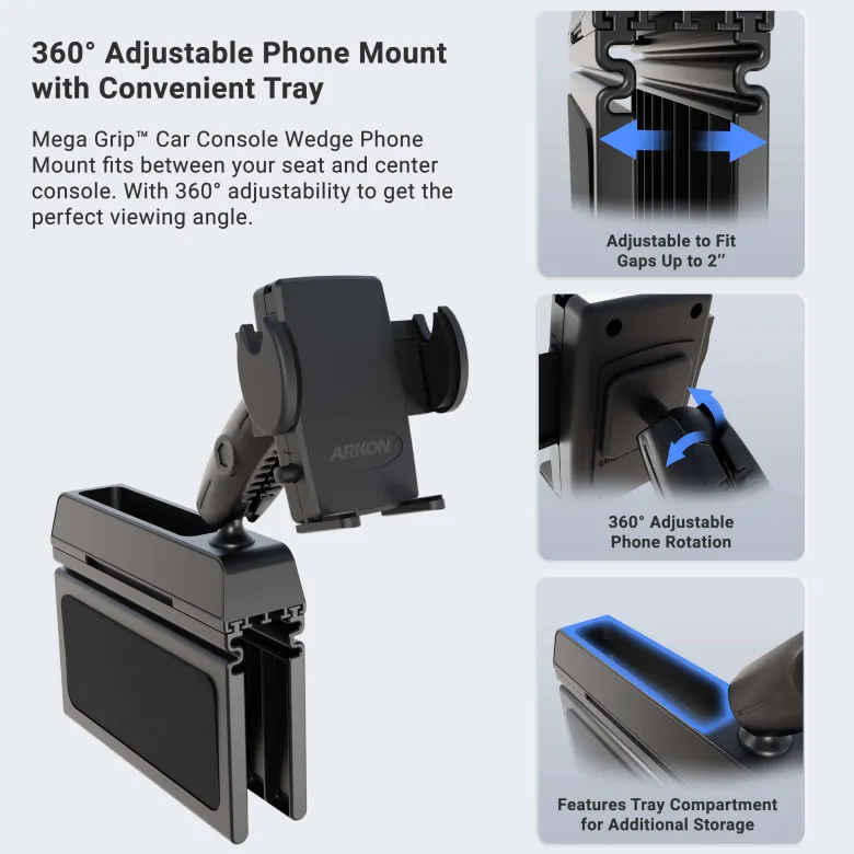 Car Console Wedge Mega Grip™ Phone Mount Holder