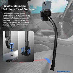 Car or Truck Seat Rail or Floor Mega Grip™ Phone Holder Mount
