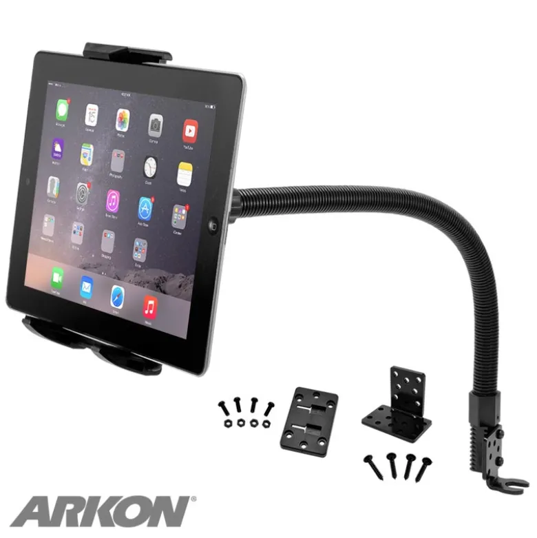 Car or Truck Seat Rail or Floor Tablet Mount with 22" Gooseneck for iPad, Note, and more