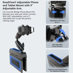 Car Seat Wedge RoadVise® Ultra Phone Holder with Dual Shaft Arms