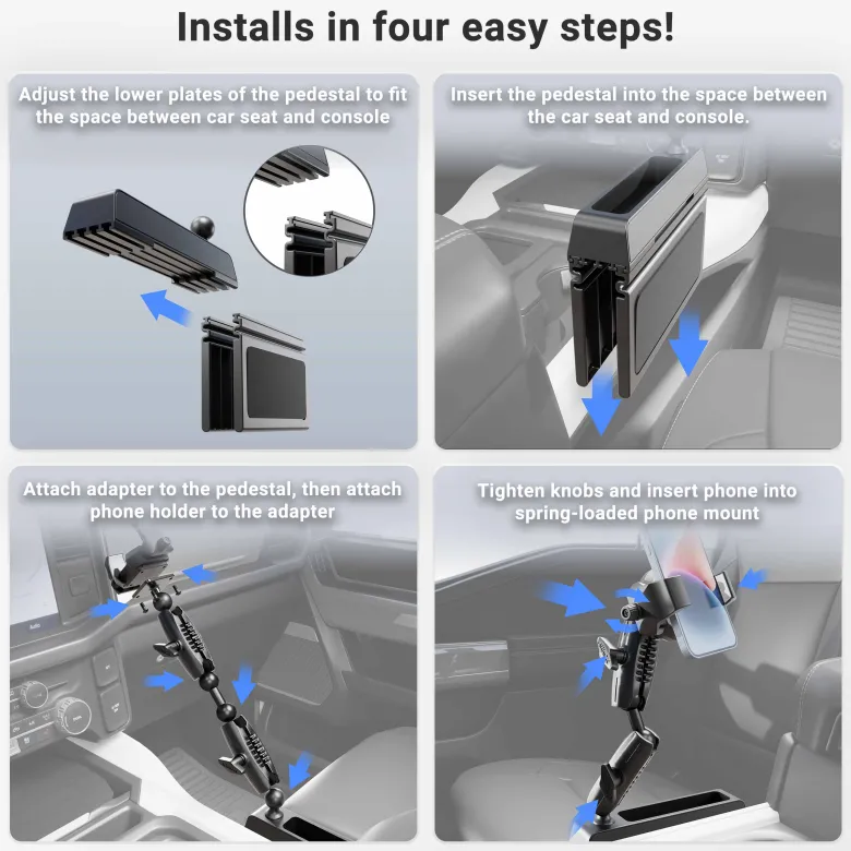 Car Seat Wedge RoadVise® Ultra Phone Holder with Dual Shaft Arms