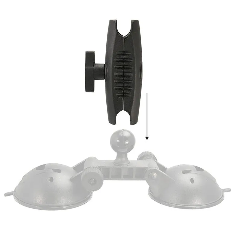 Double 80mm Windshield Suction Pedestal with 25mm Ball