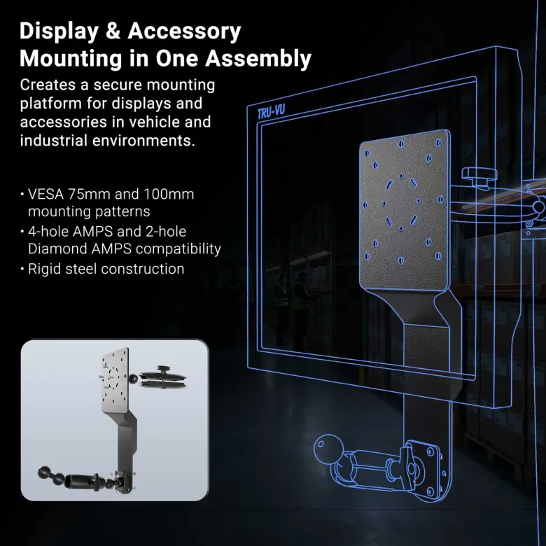Dual Utility Mounting Bracket with VESA 75/100 & AMPS Compatibility