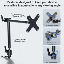 Heavy-Duty Car Seat Rail Mount with 22-inch Adjustable Arm - VESA 75/VESA 100 Compatible