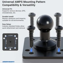 Heavy-Duty Seat Rail Car Mount with 22 inch Adjustable Arm - 4-Hole AMPS Compatible