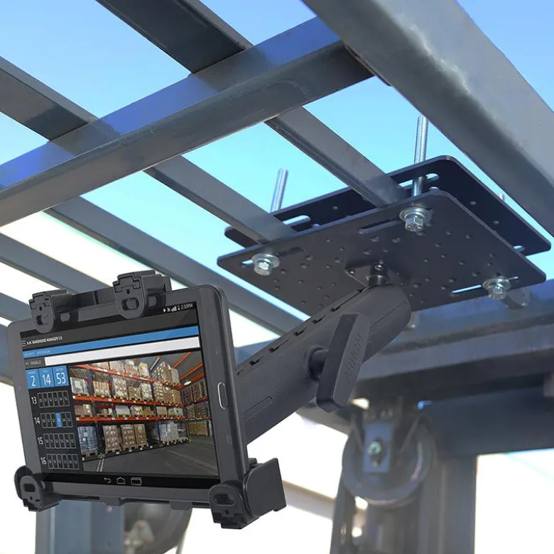 LockVise™ Locking Forklift Overhead Guard Tablet Mount with 8.5" Metal Shaft