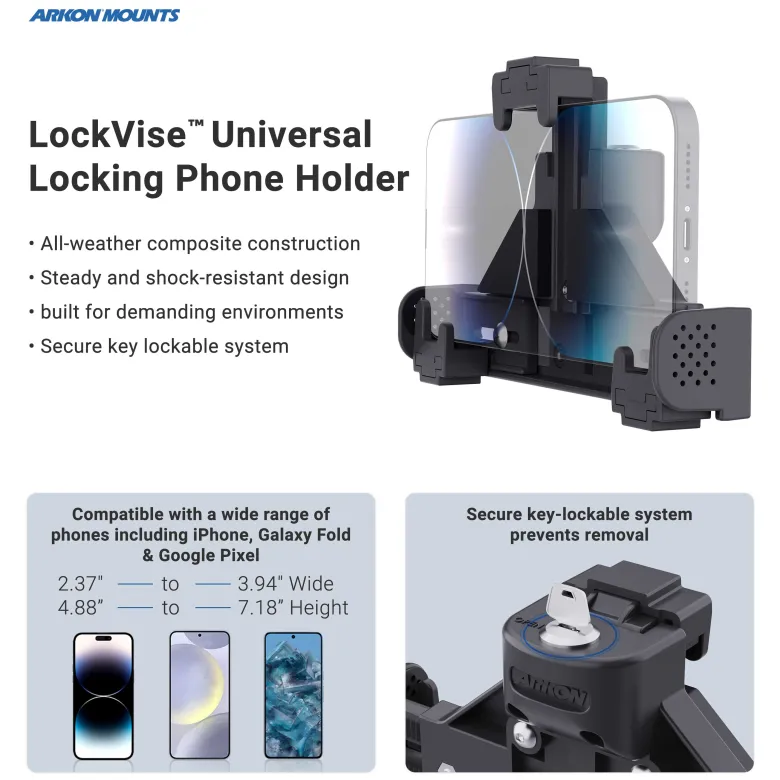 LockVise™ Locking Seat Rail or Floor Phone Mount