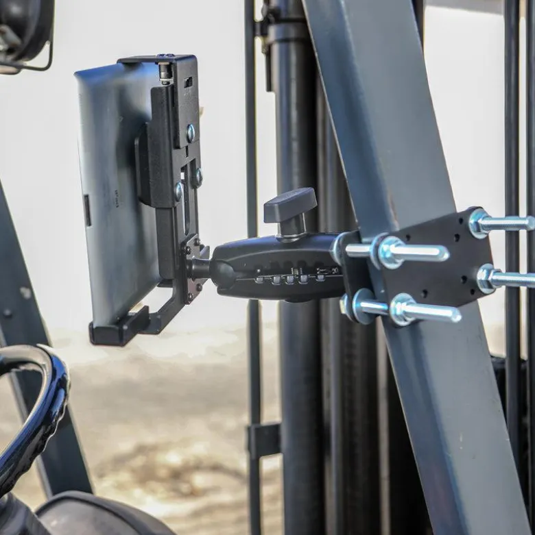 LockVise™ Metal Locking Forklift Front Guard Tablet Mount with 5" Metal Robust™ Shaft