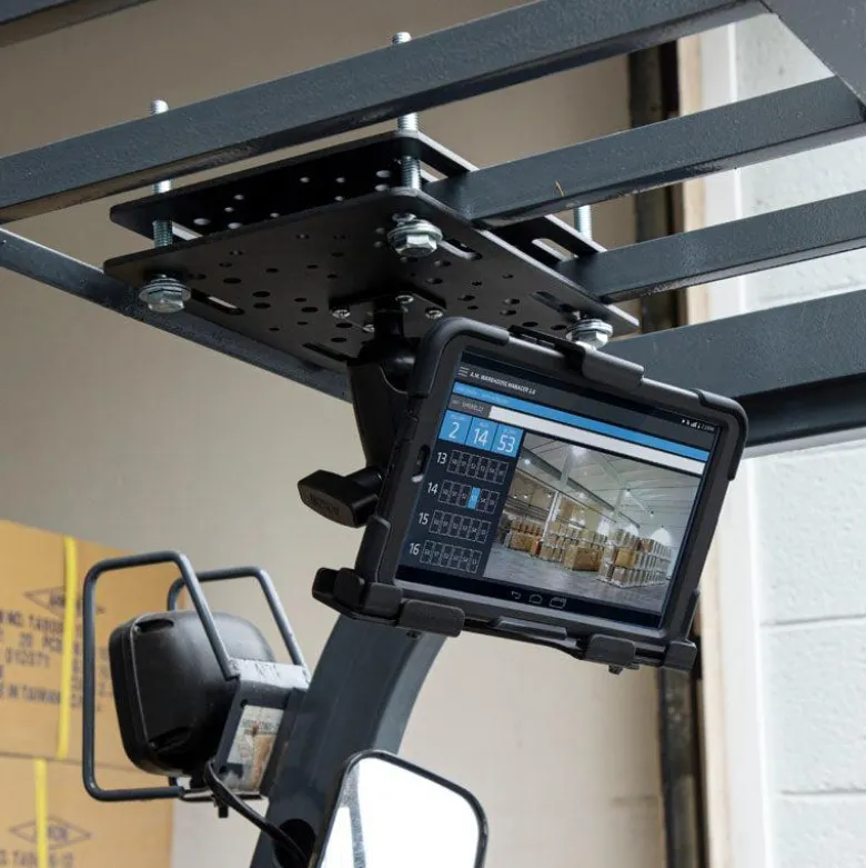 LockVise™ Metal Locking Forklift Overhead Guard Tablet Mount with 5" Metal Robust™ Shaft