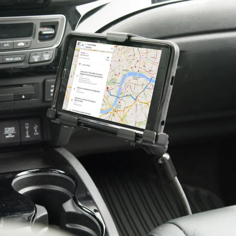 LockVise™ Metal Locking Seat Rail Tablet Mount with 18" Aluminum Gooseneck and 3.75" Shaft