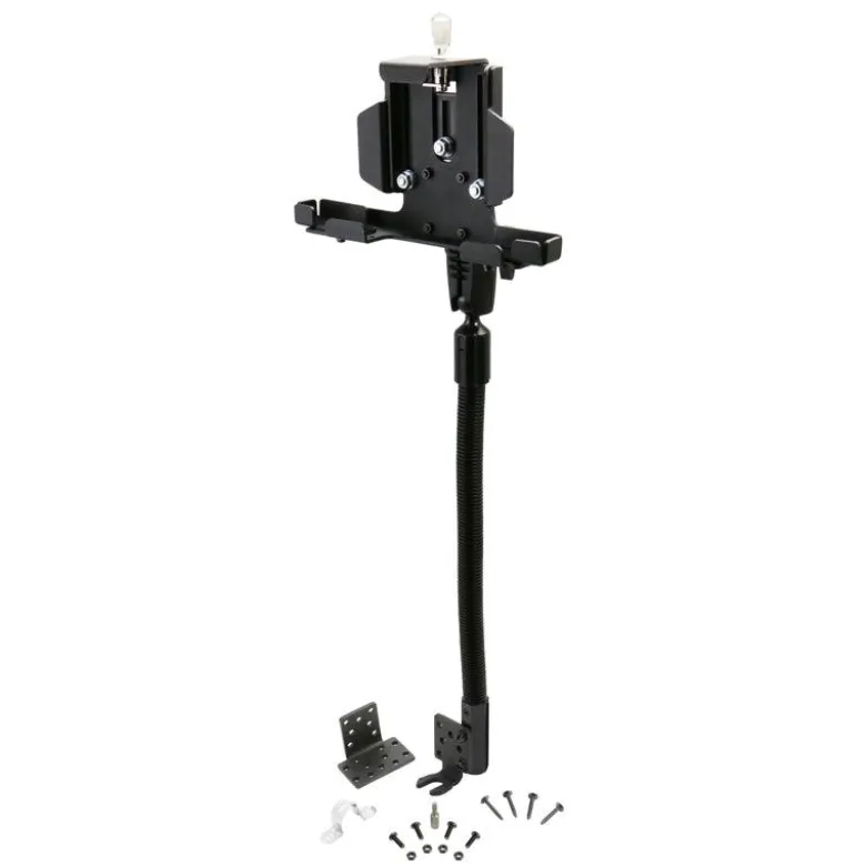 LockVise™ Metal Locking Seat Rail Tablet Mount with 18" Aluminum Gooseneck and 3.75" Shaft