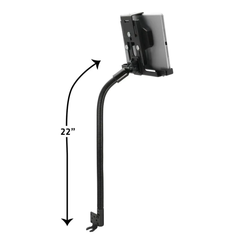 LockVise™ Metal Locking Seat Rail Tablet Mount with 22" Aluminum Gooseneck