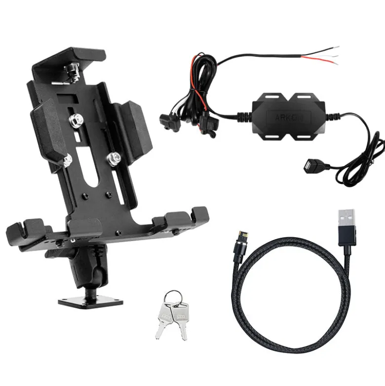 LockVise™ Metal Locking Tablet Mount with Drill Base Mount and Magnetic Micro USB Charge Cable for Commercial and Enterprise