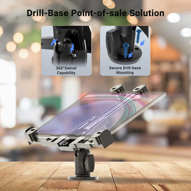 LockVise™ POS Drill-Base Locking Tablet Mount