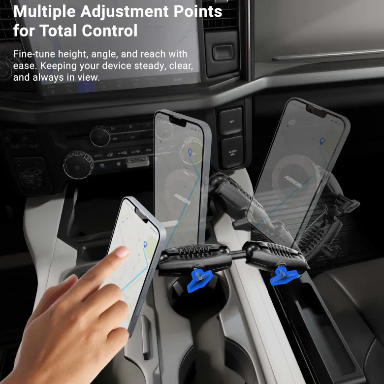 Magnetic Holder with Seat Wedge Mount and Dual Shaft Arm - MagSafe Compatible