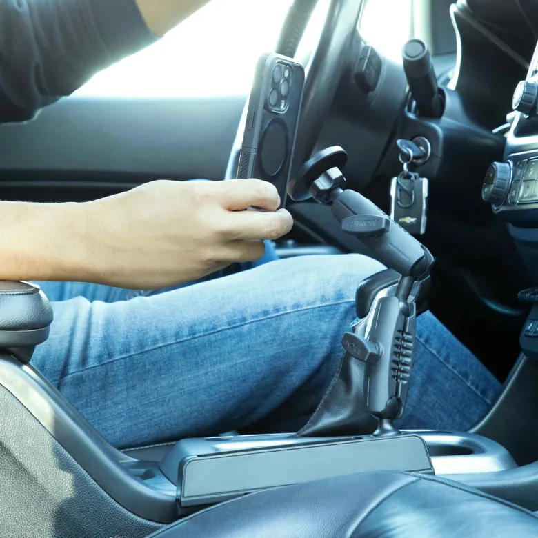Magnetic Holder with Seat Wedge Mount and Dual Shaft Arm - MagSafe Compatible