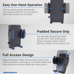 Mega Grip™ Car Phone Holder with Adhesive Mount for iPhone, Galaxy, and Note