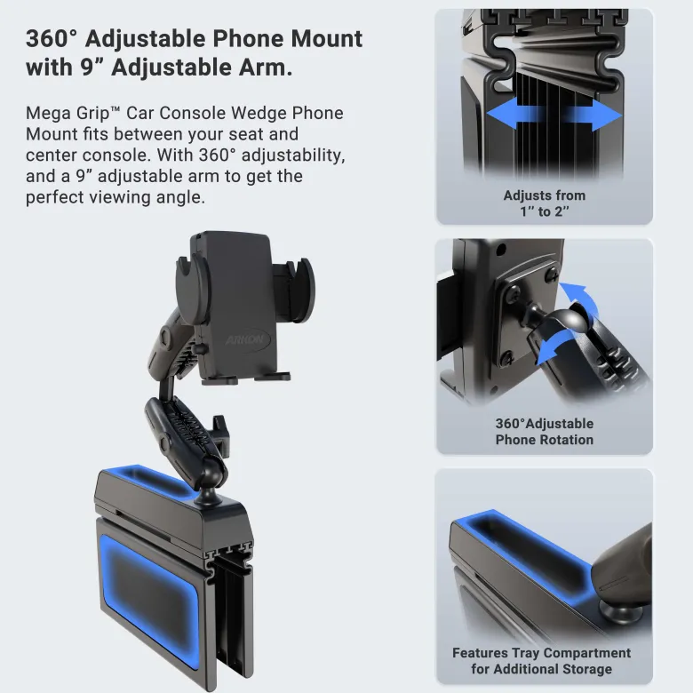Mega Grip™ Phone Holder with Seat Wedge Mount