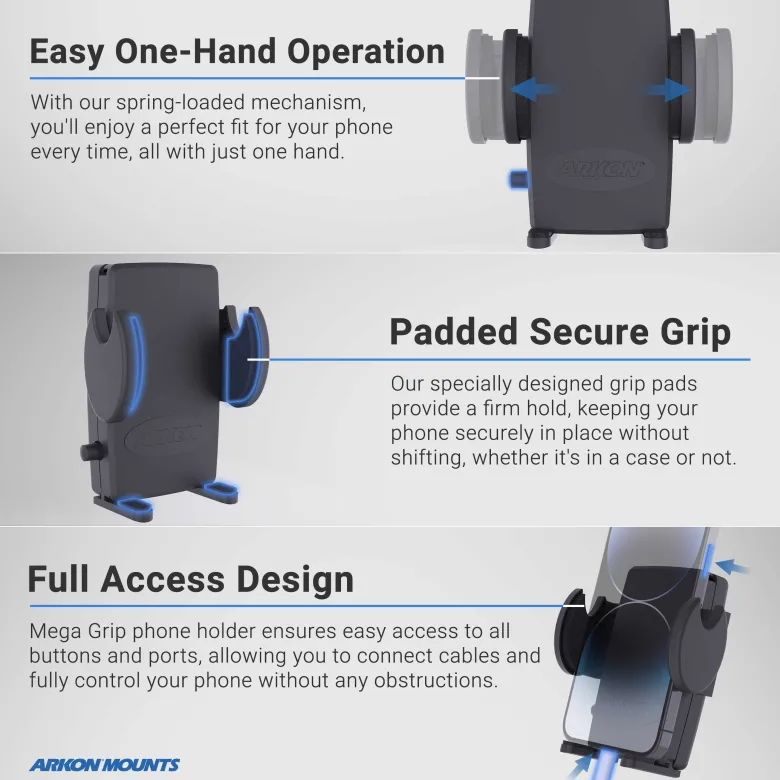 Mega Grip™ Phone Holder with 3.75" Arm and AMPS Drill-Base Mount