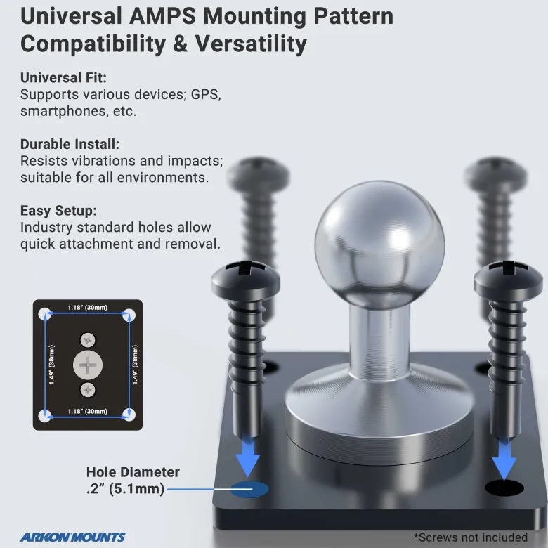 Metal 4-Hole AMPS Mounting Base with 17mm Ball
