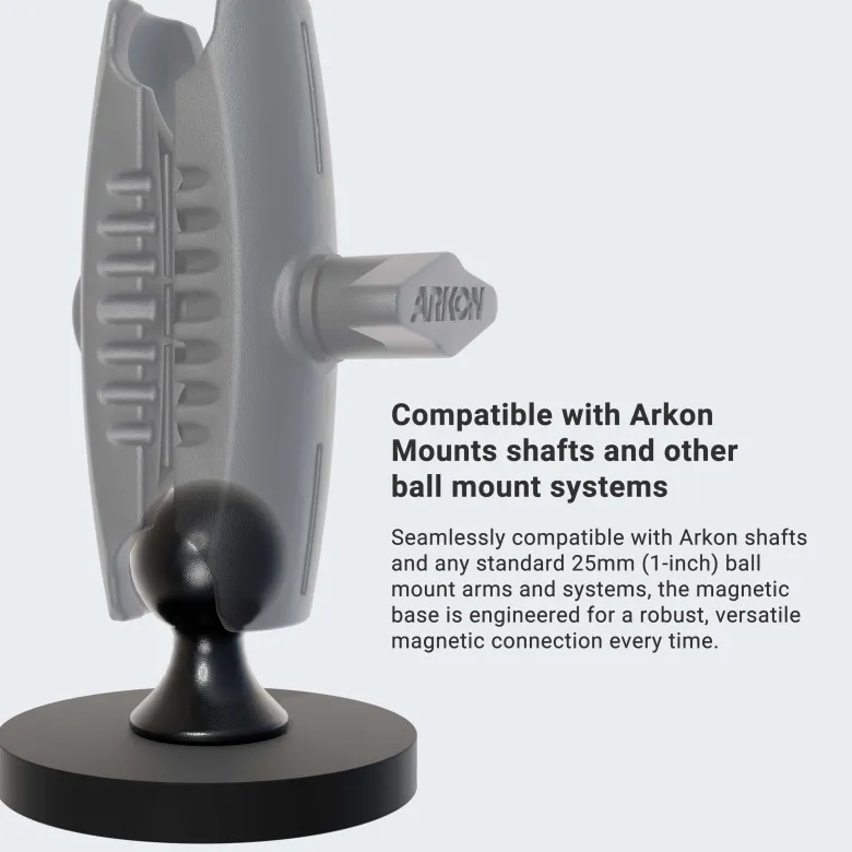 65mm Diameter Round Heavy-Duty Magnetic Base with 25mm (1 inch) Ball