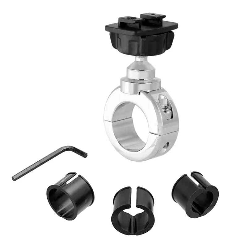 Motorcycle Handlebar Mount - Dual-T Compatible - Chrome Aluminum - Dual-T Compatible