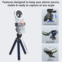 Phone Tripod Mount and LED Ring Light Bundle