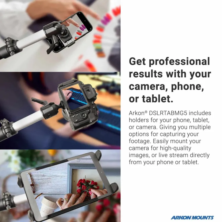 Remarkable Creator™ Studio Mount - Overhead Camera Mount. Includes Camera, Tablet, and Phone Holder