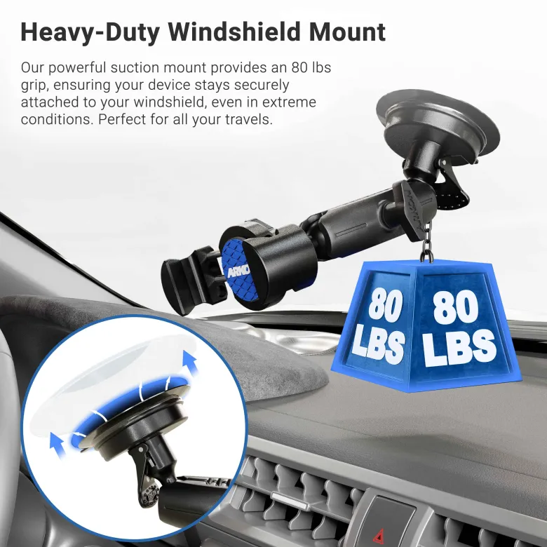 RoadVise® Phone Holder with Suction Mount and Adjustable Arm