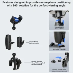RoadVise® Robust Clamp Phone Mount with Security Knob