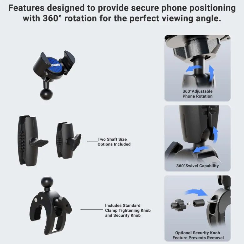 RoadVise® Robust Clamp Phone Mount with Security Knob