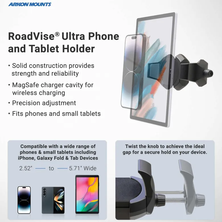 RoadVise® Ultra Forklift Front Guard Phone and Tablet Mount