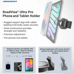 RoadVise® Ultra Pro Phone Holder 5” AMPS Drill-Base Mount