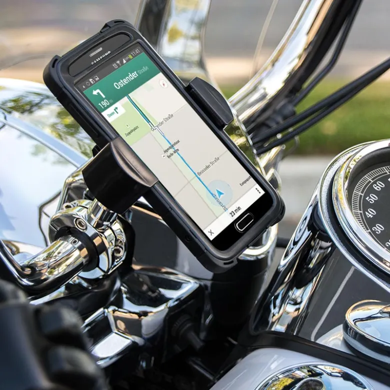 RoadVise® XL Motorcycle Midsize Tablet and Phone Mount - Chrome Aluminum